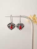 Boucles pendantes YUMI, noir, rouge, argenté, motif japonais