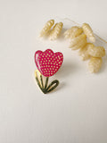 Broche modulable LOUISE, rose, doré, motif pois