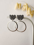 Boucles pendantes MALIA, noir, blanc, argenté, motif pois