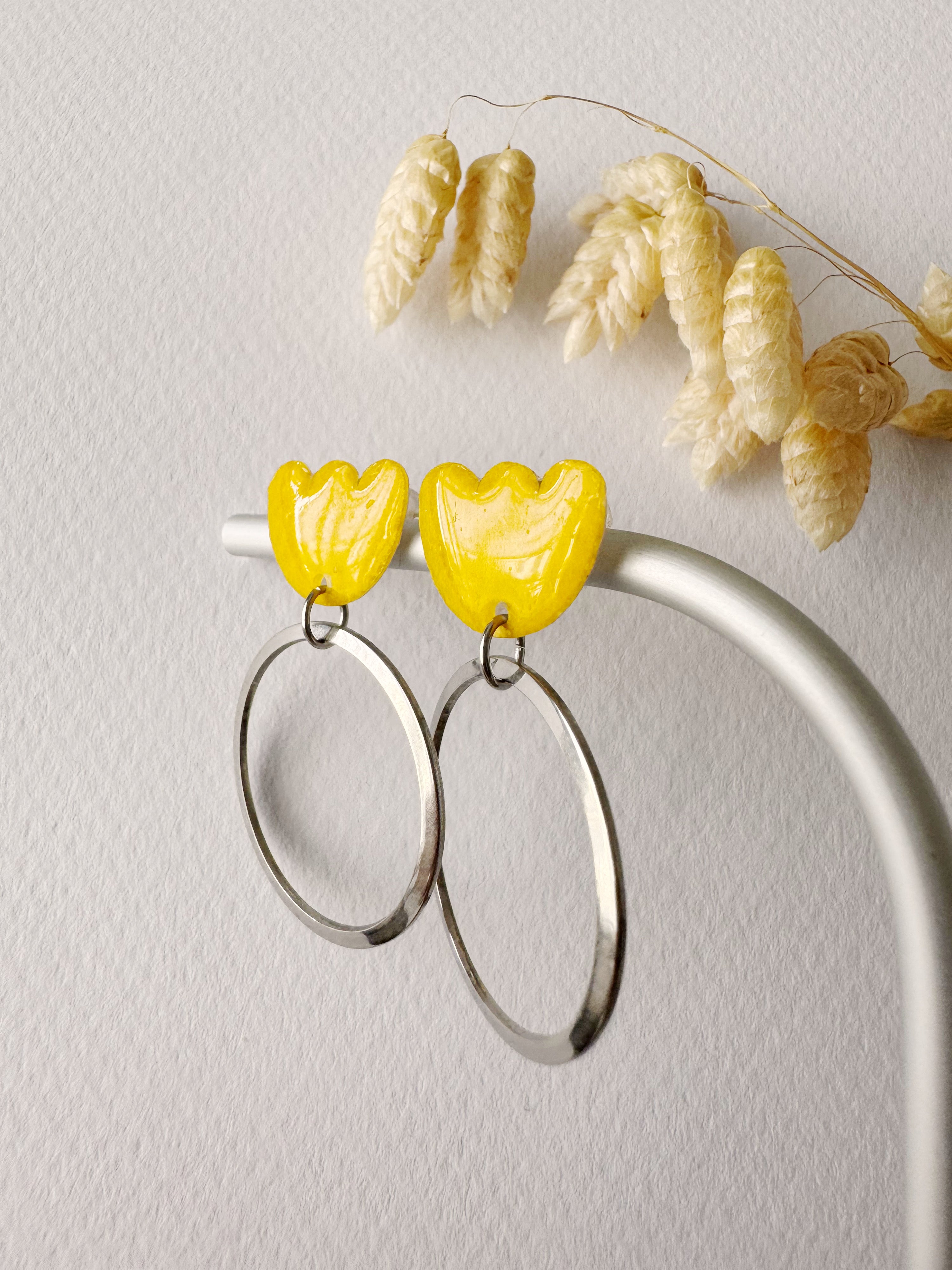 Boucles pendantes MALIA, jaune, argenté