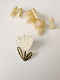 Broche modulable LOUISE, blanc, doré, motif pois