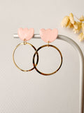 Boucles pendantes MALIA, rose poudré, doré