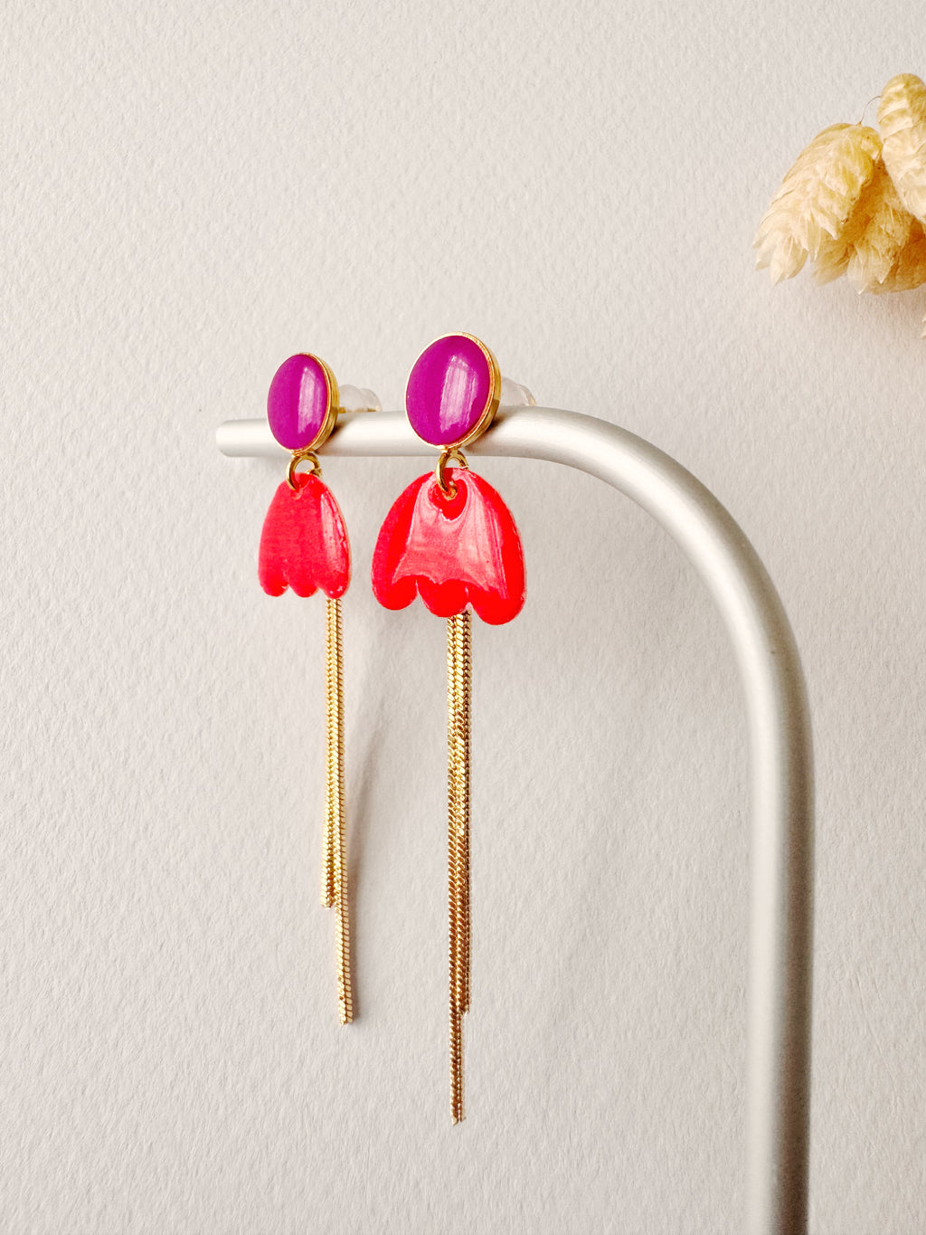 Boucles pendantes KIKO, violet, rouge, doré