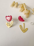 Boucles modulables LOUISE, rose, doré, motif pois