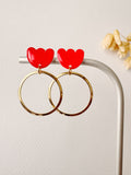 Boucles pendantes MALIA, rouge, doré