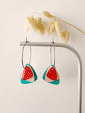 Boucles créoles PEPITA, bleu vert, rose poudré, rouge orangé, argenté