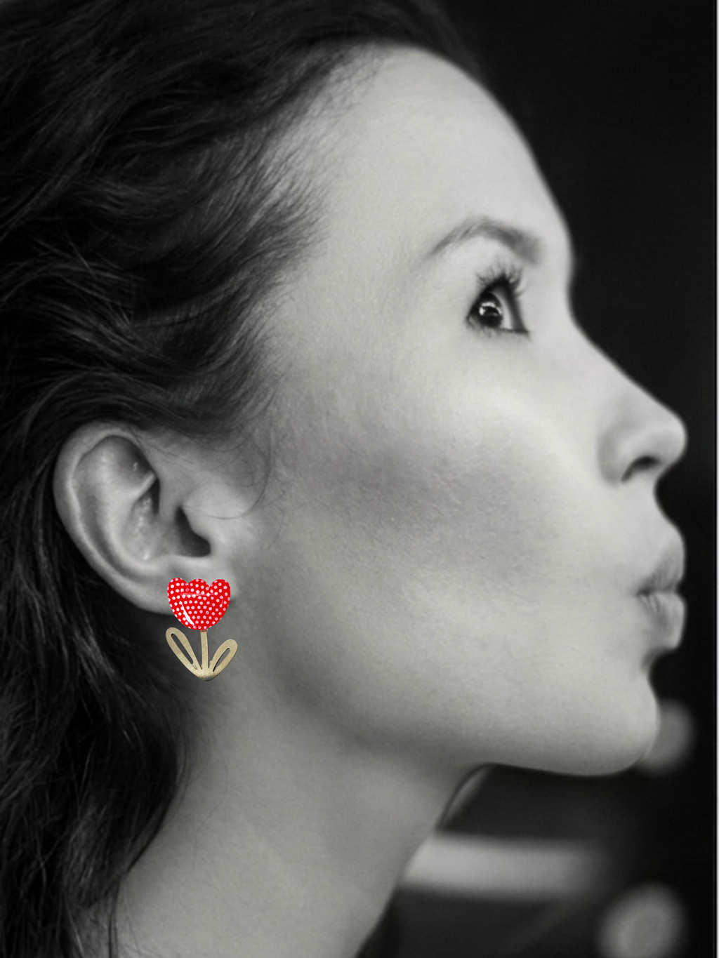Boucles modulables LOUISE, blanc, doré, motif pois