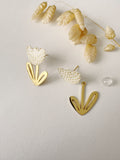 Boucles modulables LOUISE, blanc, doré, motif pois