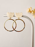 Boucles pendantes MALIA, blanc, doré, motif pois